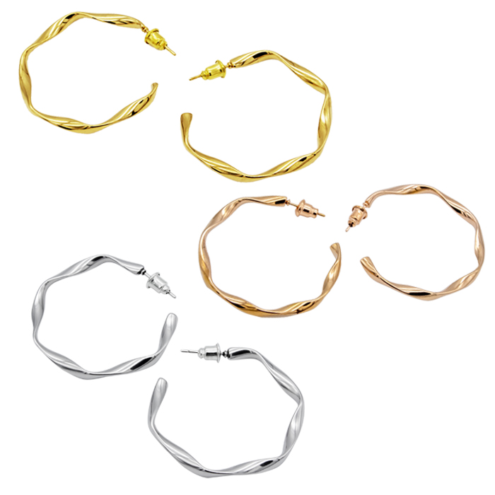 サージカルステンレス ピアス ツイストサークル オーバル  (1ペア) 