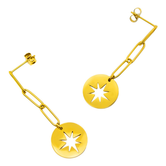 ゴールドくり抜きプレート ステンレスピアス(1ペア)