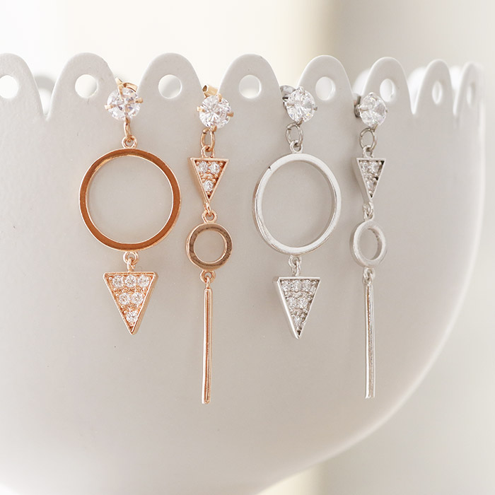 サークル＆トライアングル ステンレス ピアス（1ペア）
